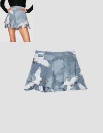Fashion Blue Crane Pattern Decorated Shorts