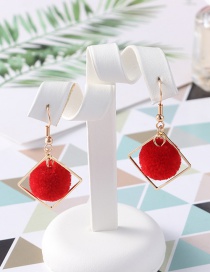 Fashion Red Pom Ball Shape Decorated Earrings