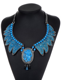 Fashion Blue Bead Decorated Necklace