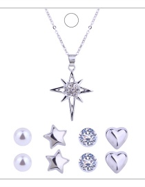 Fashion Silver Colour Star&heart Shape Decorated Jewelry Set (9 Pcs)