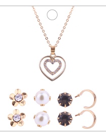 Fashion Gold Colour Heart Shape Decorated Jewelry Set ( 9 Pcs )