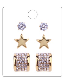Fashion Gold Colour Star Shape Decorated Earrings ( 6 Pcs)