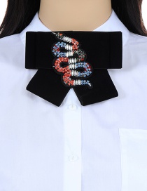 Fashion Black Snake Shape Decorated Bowknot Brooch