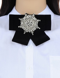 Fashion Black Flower Shape Decorated Bowknot Brooch