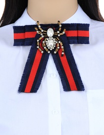 Trendy Blue+red Spider Shape Decorated Bowknot Brooch