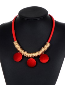 Fashion Red Pom Ball Decorated Necklace