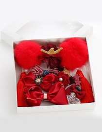 Lovely Red Bowknot Shape Decorated Hair Clip (12pcs)