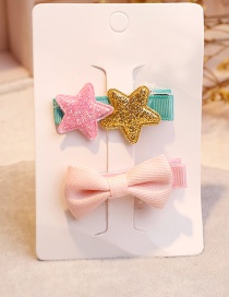 Fashion Yellow+pink Star Shape Decorated Bowknot Hair Clip(1pair)