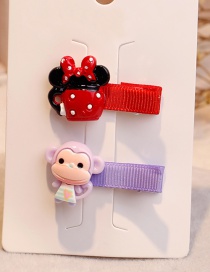 Fashion Red+purple Mickey Shape Decorated Hair Clip (1pair)