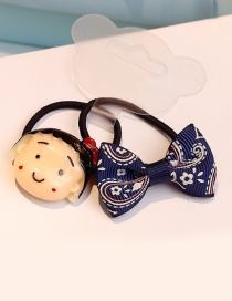 Fashion Beige+navy Bowknot Shape Decorated Hair Band (1pair)