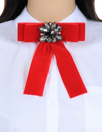 Fashion Red Flower Shape Decorated Bowknot Brooch