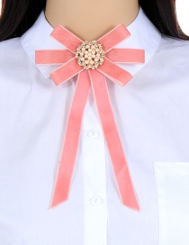 Fashion Pink Flower Shape Decorated Bowknot Brooch