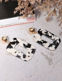 Fashion Black+white Square Shape Decorated Earrings