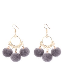 Fashion Gray Pom Ball Decorated Earrings