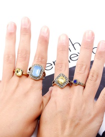 Fashion Gold Color Square Shape Decorated Ring