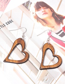 Fashion Coffee Heart Shape Decorated Hollow Out Earrings