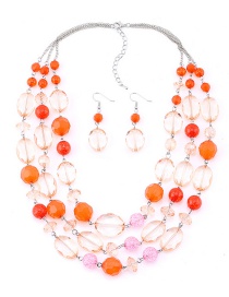 Vintage Orange Beads Decorated Multi-layer Jewelry Sets