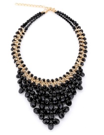 Vintage Black V Shape Design Pure Color Necklace