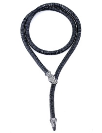 Vintage Black Snake Shape Design Long Necklace