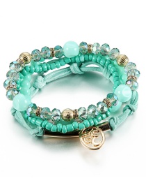 Vintage Blue Circular Ring Decorated Beads Bracelet