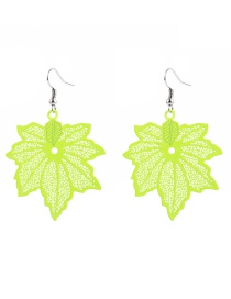Fashion Yellow Leaf Shape Design Hollow Out Earrings