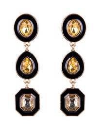 Exaggerated Champagne Geometric Shape Gemstone Decorated Earrings