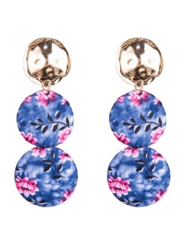 Exaggerated Blue Flower Pattern Decorated Earrings