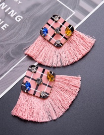 Vintage Pink Diamond Decorated Tassel Earrings