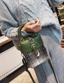 Fashion Green Grid Pattern Decorated Shoulder Bag