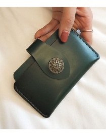 Vintage Green Flower Shape Decorated Wallet