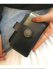 Vintage Black Flower Shape Decorated Wallet