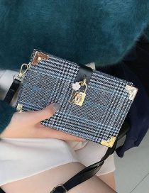 Fashion Blue Grid Pattern Decorated Shoulder Bag