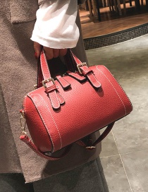 Fashion Red Pure Color Decorated Pillow Shape Bag