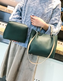 Fashion Green Pure Color Decorated Handbag(2pcs)