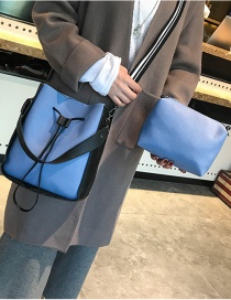 Fashion Blue Pure Color Decorated Shoulder Bag(2pcs)