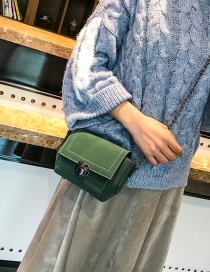 Fashion Green Square Shape Design Pure Color Shoulder Bag