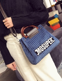 Fashion Blue Letter Pattern Decorated Handbag(2pcs)