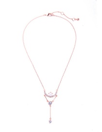 Fashion Rose Gold Diamond&pearl Decorated Simple Necklace