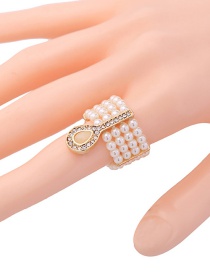 Fashion Gold Color+white Pearls Decorated Multi-layer Ring