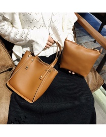 Fashion Brown Bucket Shape Design Pure Color Bags(2pcs)