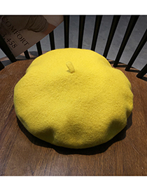 Fashion Yellow Pure Color Decorated Berets