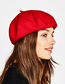 Fashion Red Pure Color Decorated Berets