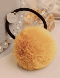 Lovely Yellow Fuzzy Ball Decorated Pure Color Hair Band