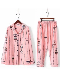 Fashion Pink Lamps Pattern Decorated Simple Pajamas