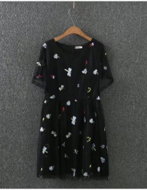 Fashion Black Butterfly Pattern Decorated Double Layer Dress