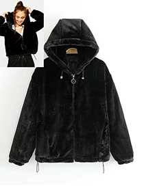 Fashion Black Pure Color Decorated Simple Coat