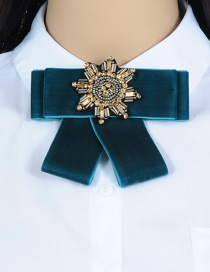 Trendy Green Beads Decorated Simple Bowknot Brooch