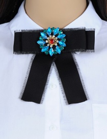 Trendy Black Flower Shape Design Bowknot Brooch