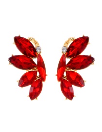 Fashion Red Oval Shape Diamond Decorated Earrings