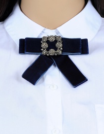 Fashion Navy Diamond Decorated Bowknot Brooch